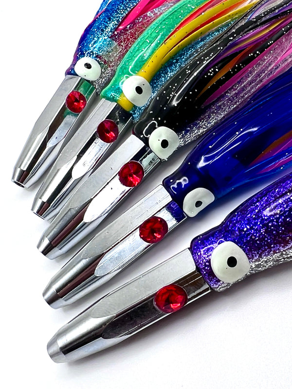 HP Chrome Pointed Hex Lure with Ruby Eyes