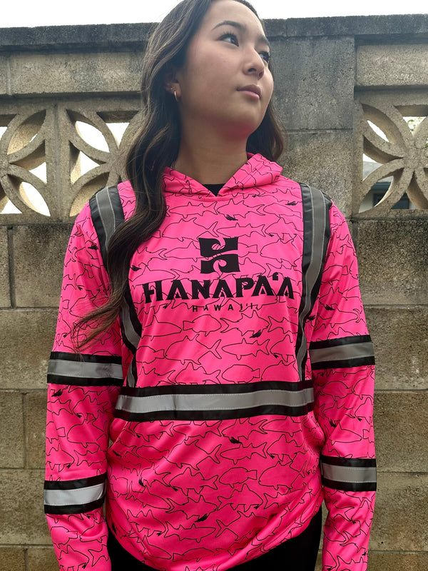 Hana Pa'a Reflective Tape Long Sleeve/Hooded LS - Pink