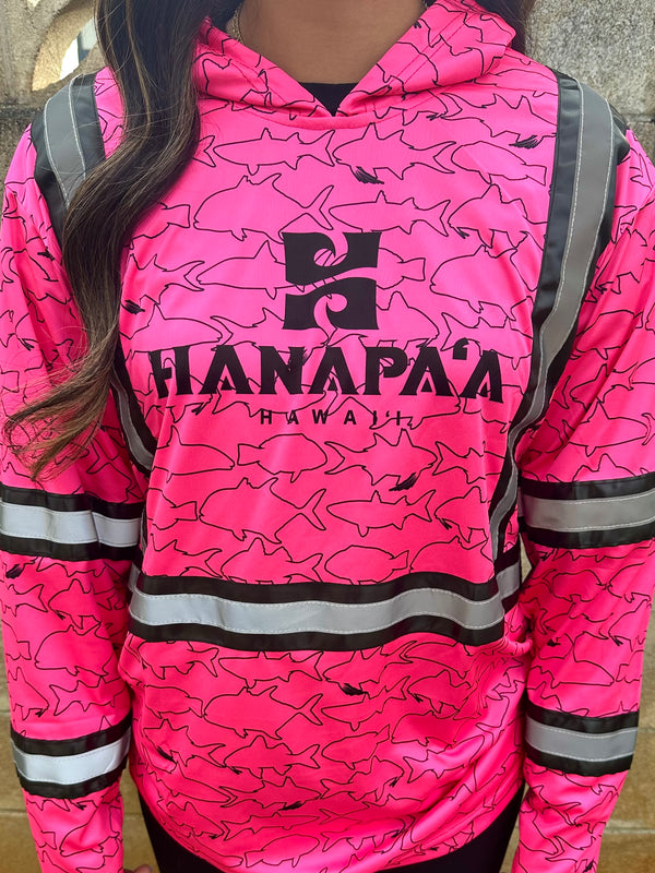 Hana Pa'a Reflective Tape Long Sleeve/Hooded LS - Pink